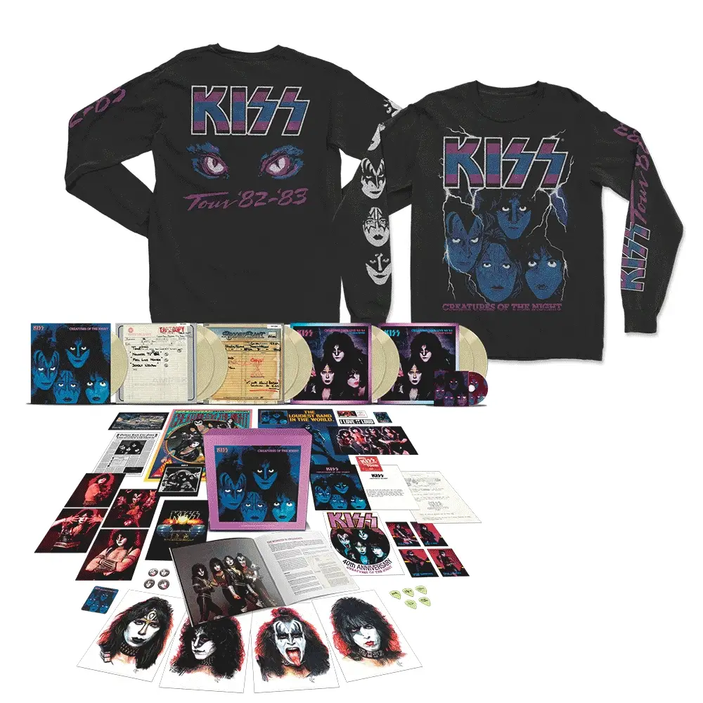 3096-creatures-tour-82-83-longsleeve-creatures-of-the-night-40th-anniversary-9lp-super-deluxe-limited-edition-glow-in-the-dark-vinyl-bundle-1.webp Creatures Tour '82-'83 Longsleeve + Creatures Of The Night 40th Anniversary 9LP Super Deluxe (Limited Edition Glow-In-The-Dark Vinyl) Bundle